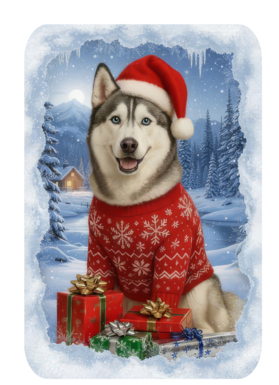 Vánoční tričko Sibiřským huskym dámské1